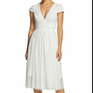 COREY V-Neck Fit & Flare Chiff Dress Midi …